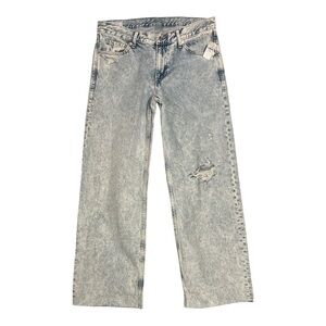 Gap NWT Low Stride Acid Wash Distressed Relaxed Straight Jeans Size 8/29 Grunge